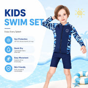 Boys Zip-Up Rash Guard Shorts Set – Coral Garden view 2