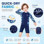 Boys Zip-Up Rash Guard Shorts Set – Coral Garden view 4