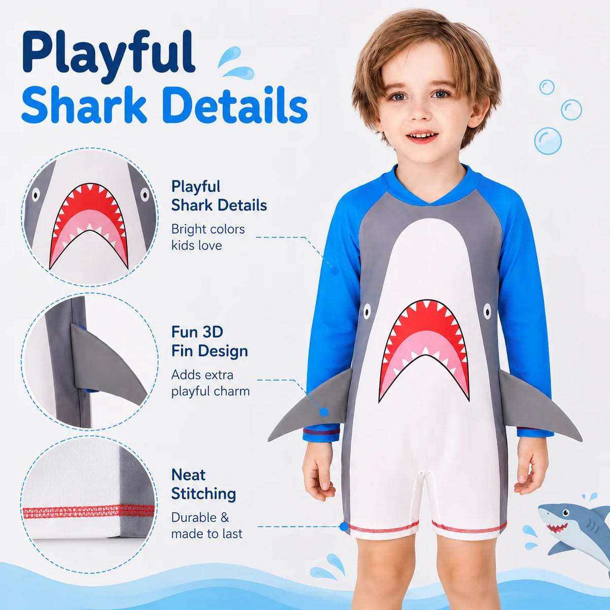 Boys One-Piece Rash Guard Swimsuit – Island Breeze view 3