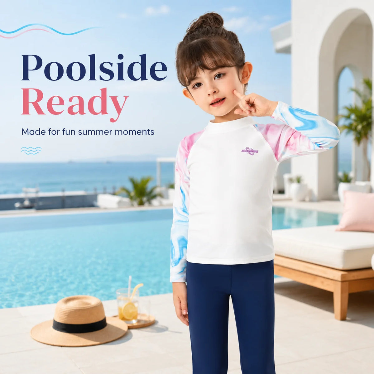 Girls Long Sleeve Rash Guard Set – Surfer Paradise