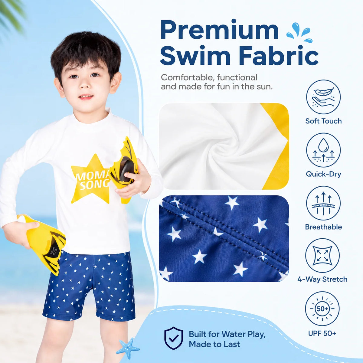 Boys Zip-Up Rash Guard Shorts Set – Tidal Wave view 4