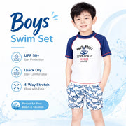 Boys One-Piece Rash Guard Swimsuit – Sea Turtle view 2