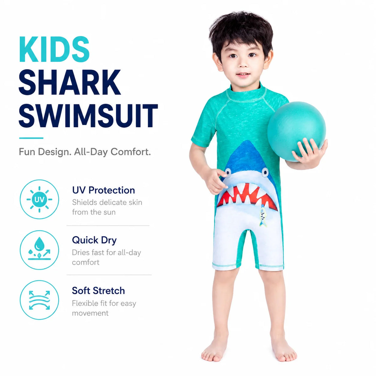 Boys Long Sleeve Rash Guard Set – Seashore Fun view 2