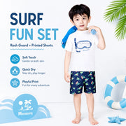 Boys Zip-Up Rash Guard Shorts Set – Marine Life view 2