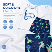 Boys Zip-Up Rash Guard Shorts Set – Marine Life view 4