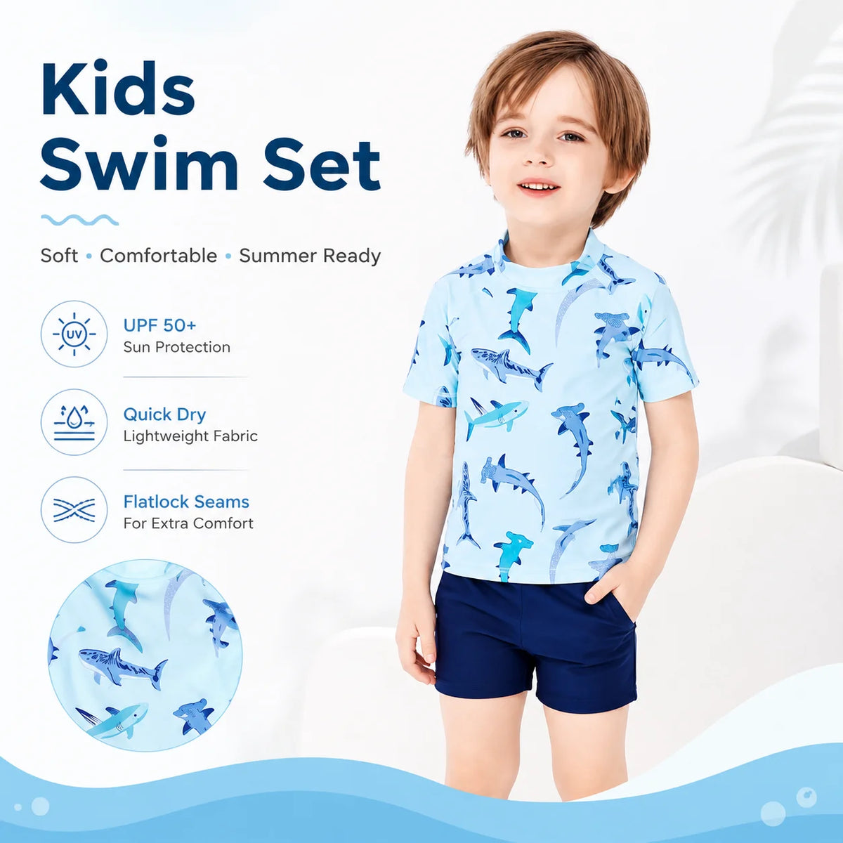 Boys One-Piece Rash Guard Swimsuit – Wave Catcher view 2