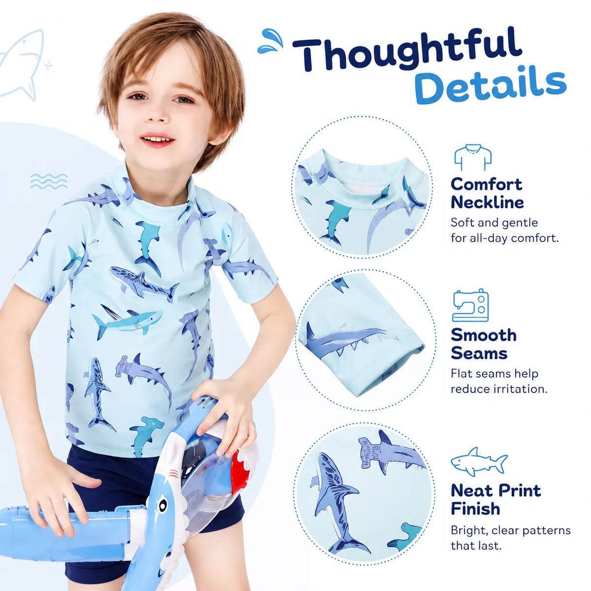 Boys One-Piece Rash Guard Swimsuit – Wave Catcher view 3