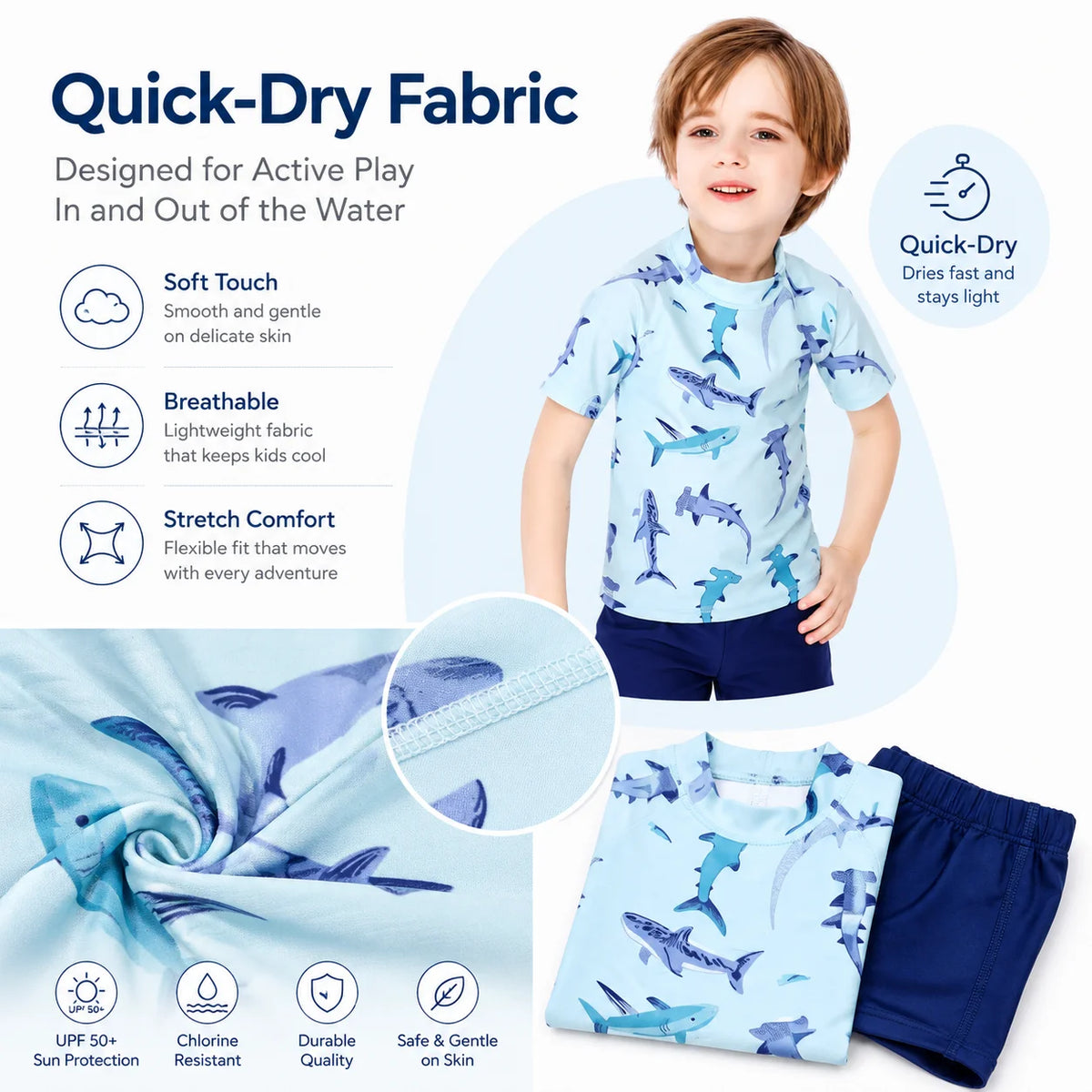 Boys One-Piece Rash Guard Swimsuit – Wave Catcher view 4