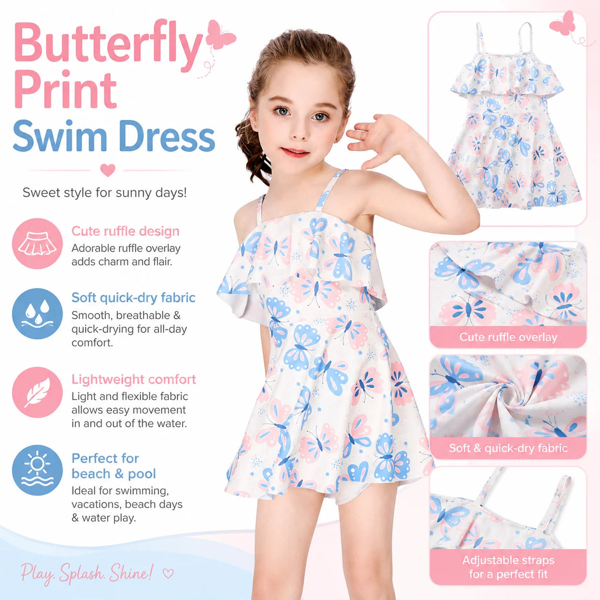 Girls One-Piece Rash Guard Swimsuit – Safari Adventure view 8