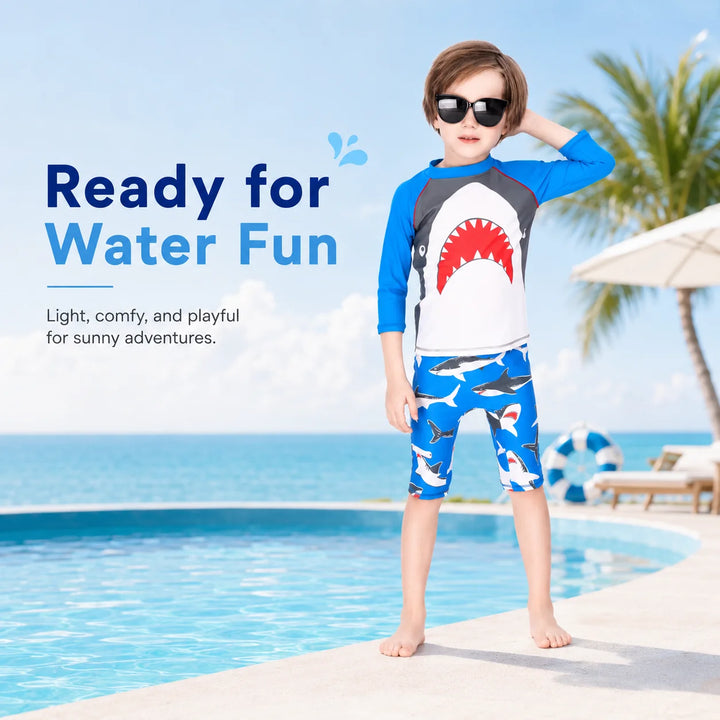 Boys Zip-Up Rash Guard Shorts Set – Sunny Day