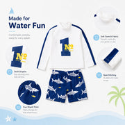 Boys One-Piece Rash Guard Swimsuit – Summer Wind view 3