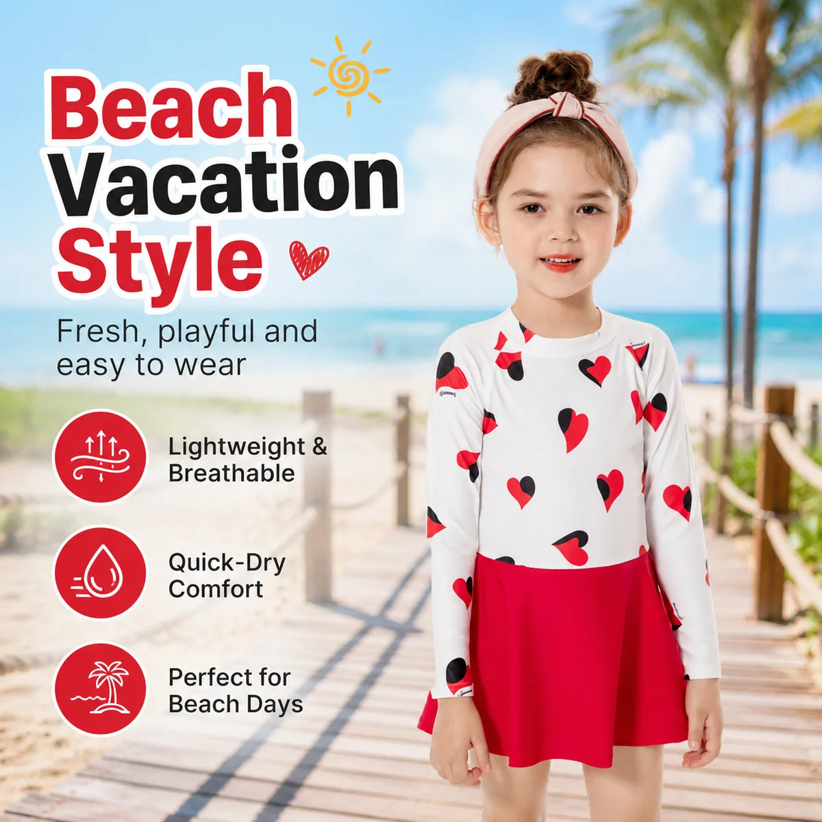 Girls Shark Print Rash Guard Set – Aqua Dream view 7