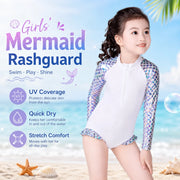 Girls Long Sleeve Rash Guard Set – Sea Shell