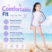 Girls Long Sleeve Rash Guard Set – Sea Shell view 3