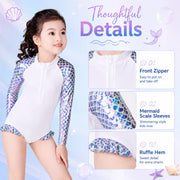 Girls Long Sleeve Rash Guard Set – Sea Shell view 4