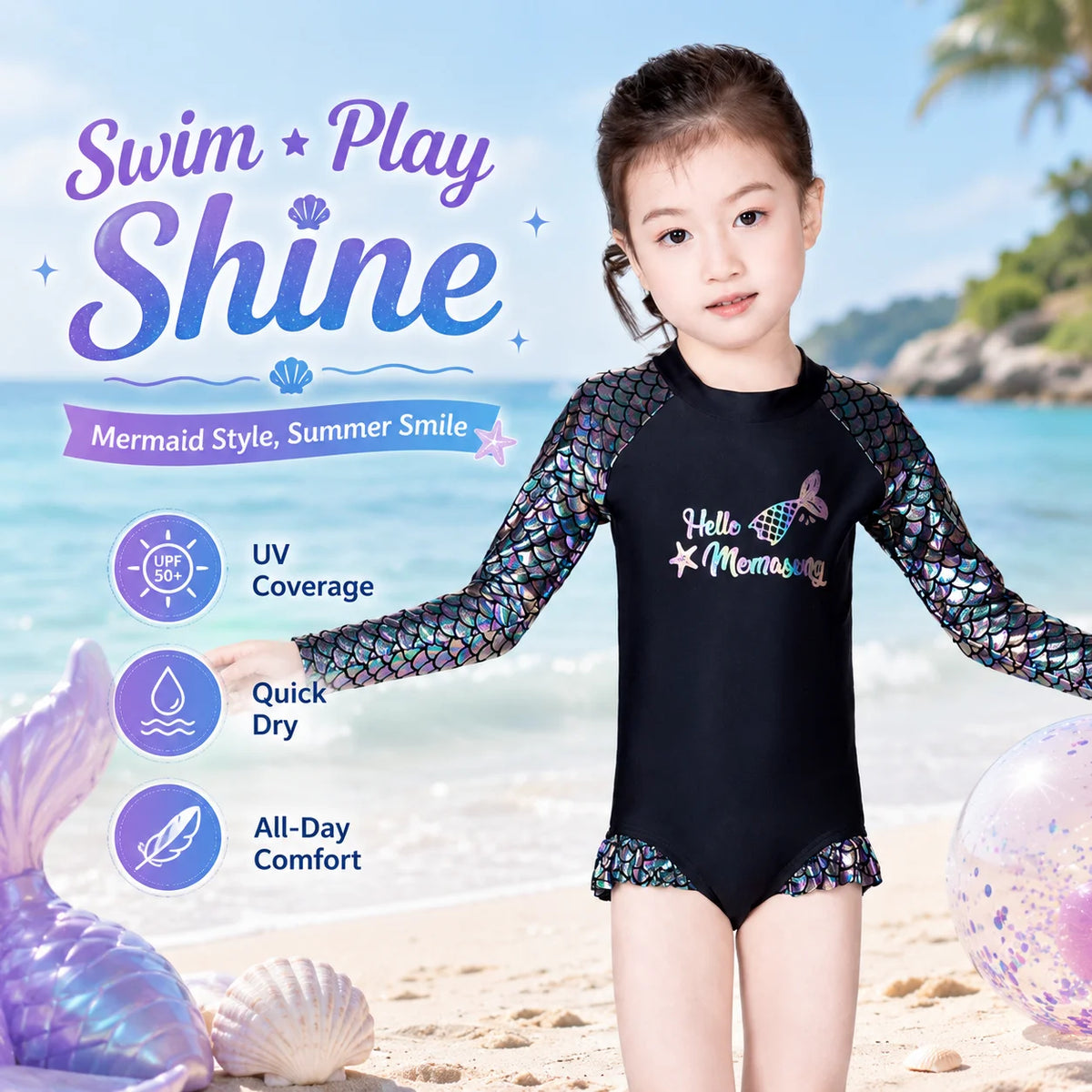 Girls Premium Swim Dress – Sunset Glow