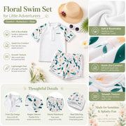 Girls Shark Print Rash Guard Set – Tropical Bloom view 2