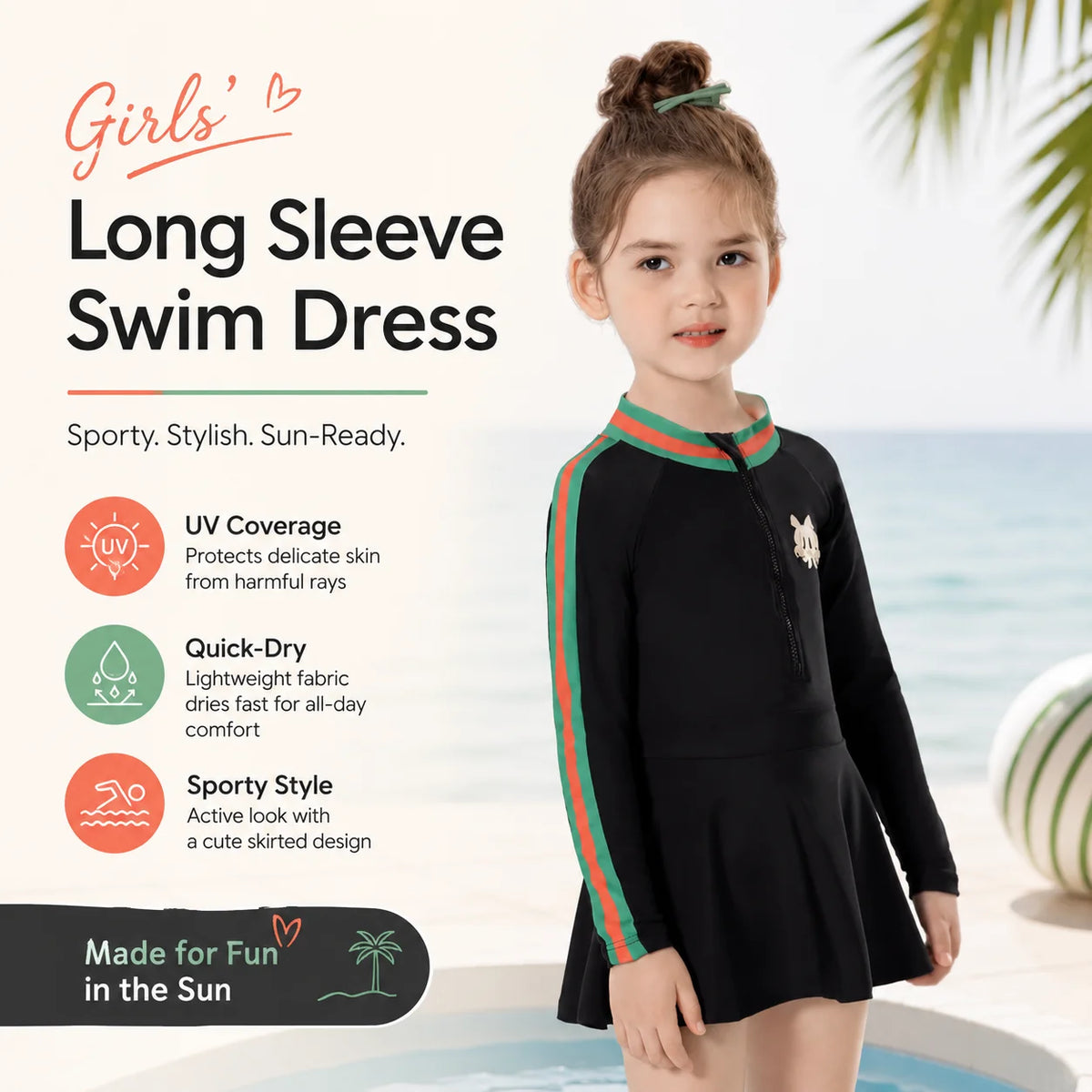 Girls Premium Swim Dress – Mermaid Magic view 2