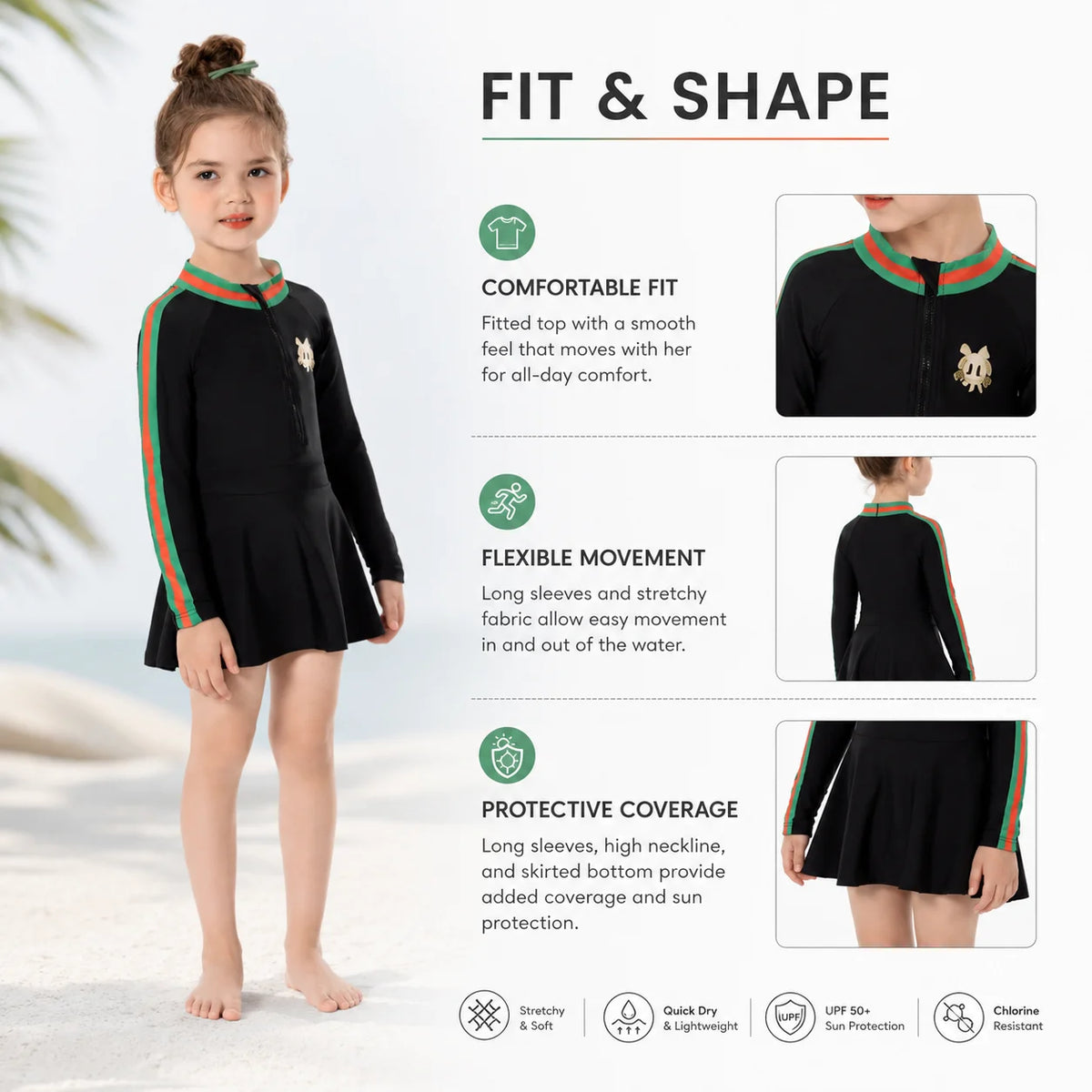 Girls Premium Swim Dress – Mermaid Magic view 5