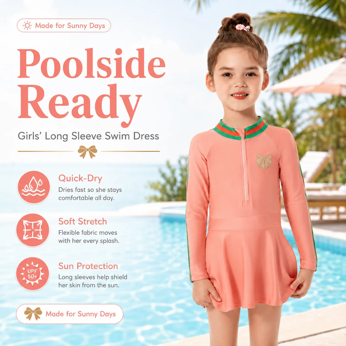 Girls Ruffle Two-Piece Swimsuit – Coral Reef