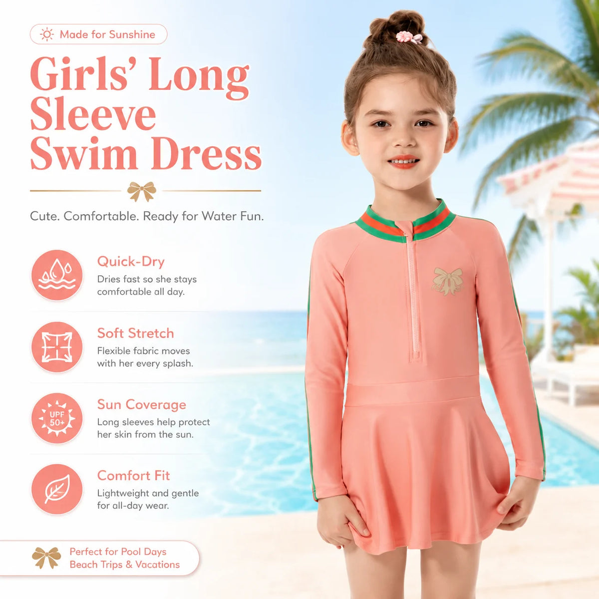 Girls Ruffle Two-Piece Swimsuit – Coral Reef view 2