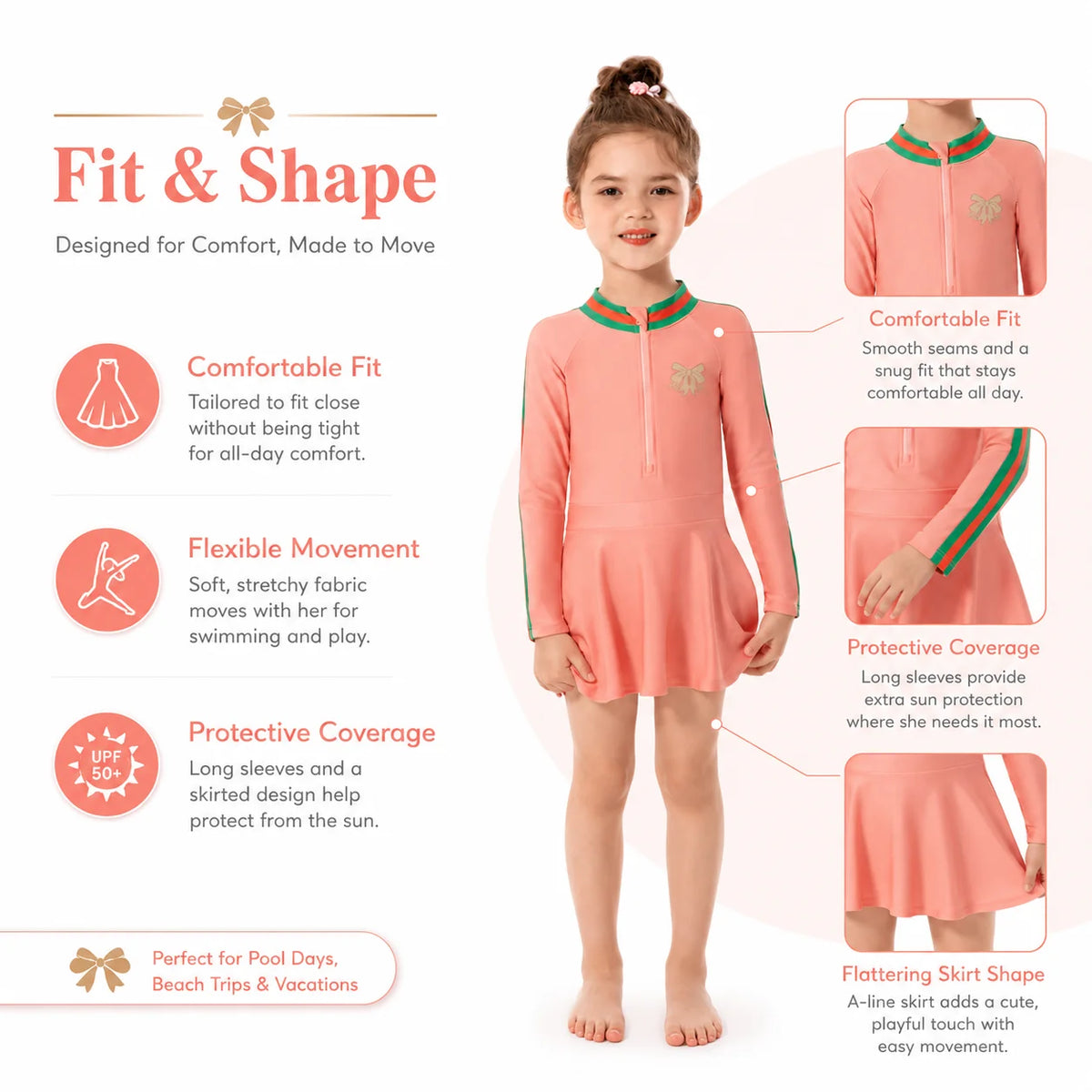 Girls Ruffle Two-Piece Swimsuit – Coral Reef view 5