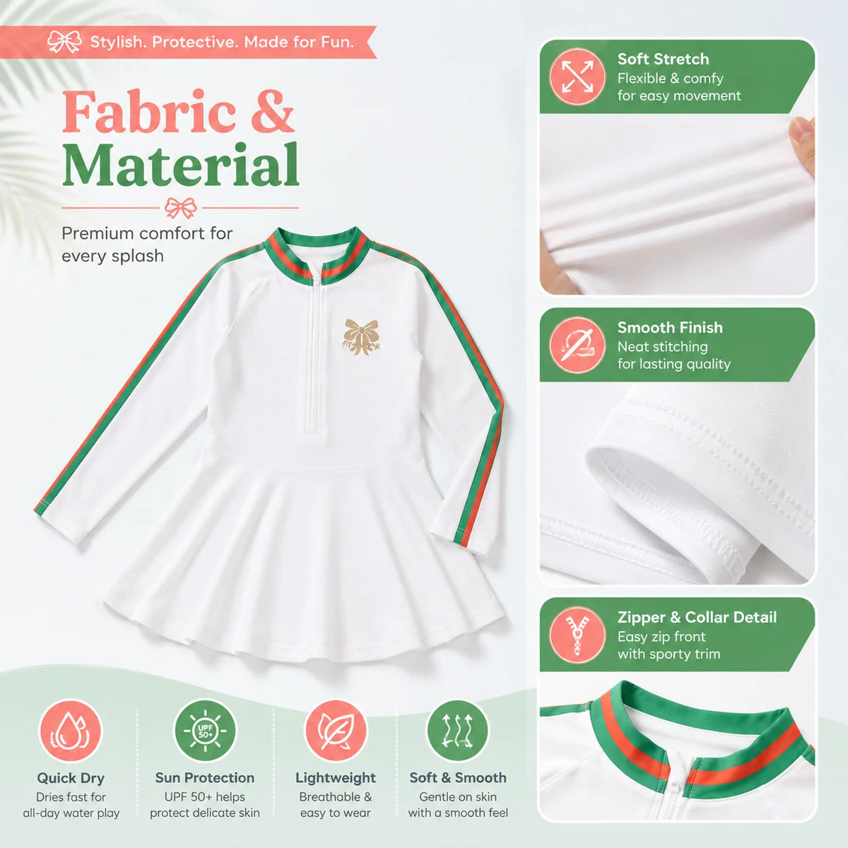 Girls Long Sleeve Rash Guard Set – Sunny Waves view 4