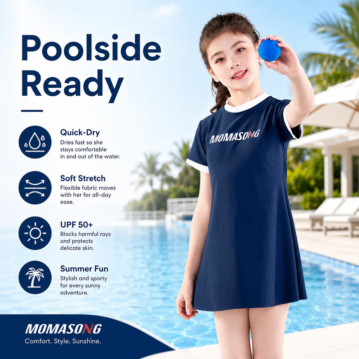 Girls Long Sleeve Rash Guard Set – Deep Sea Blue