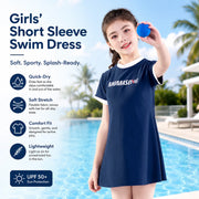 Girls Long Sleeve Rash Guard Set – Deep Sea Blue view 2