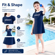Girls Long Sleeve Rash Guard Set – Deep Sea Blue view 4