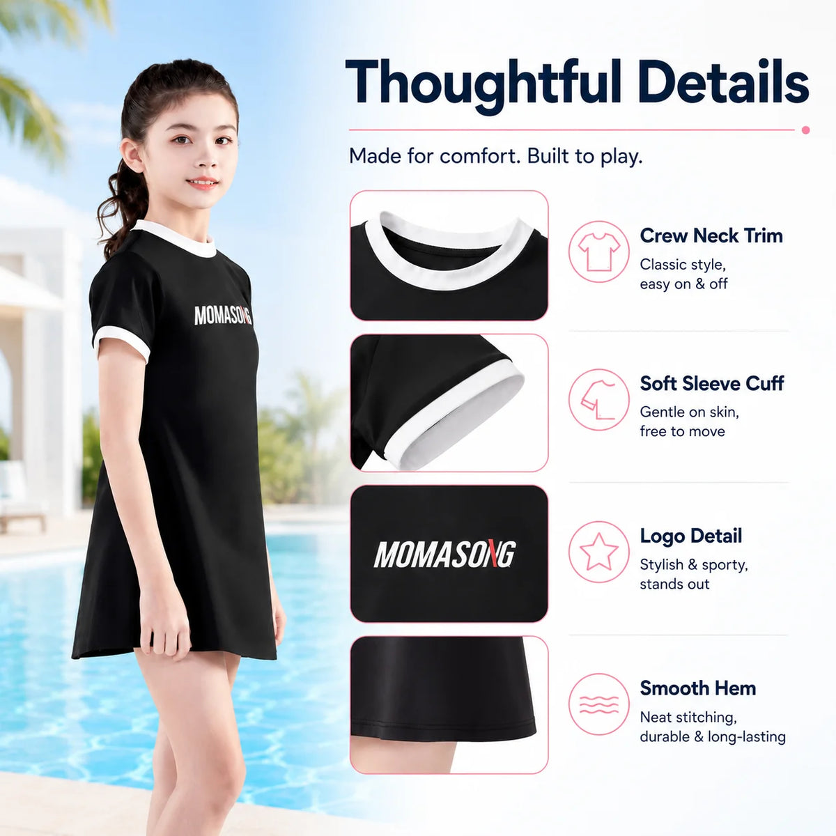 Girls Long Sleeve Rash Guard Set – Sweet Ruffles view 5