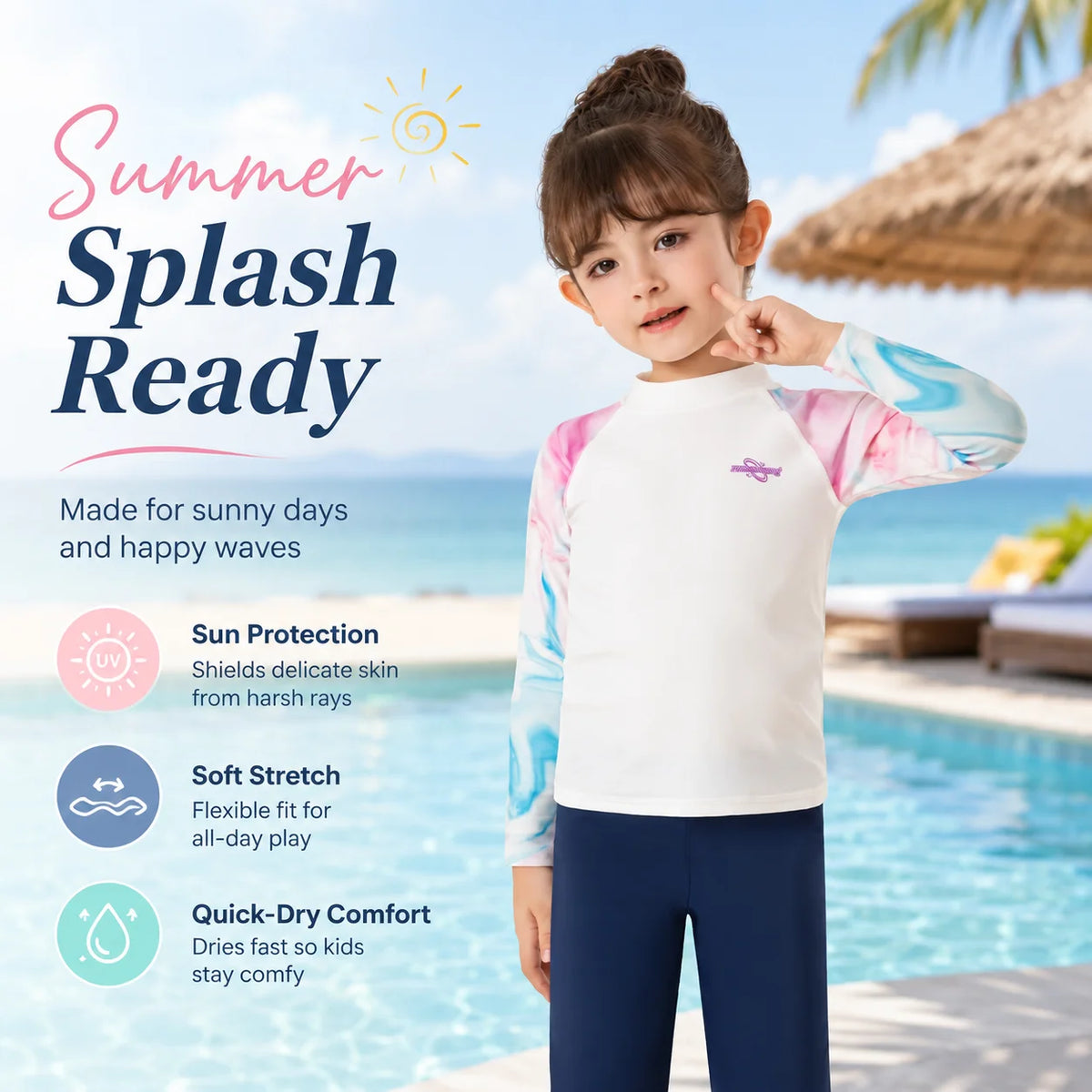 Girls Long Sleeve Rash Guard Set – Starfish Fantasy