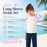 Girls Long Sleeve Rash Guard Set – Starfish Fantasy view 2