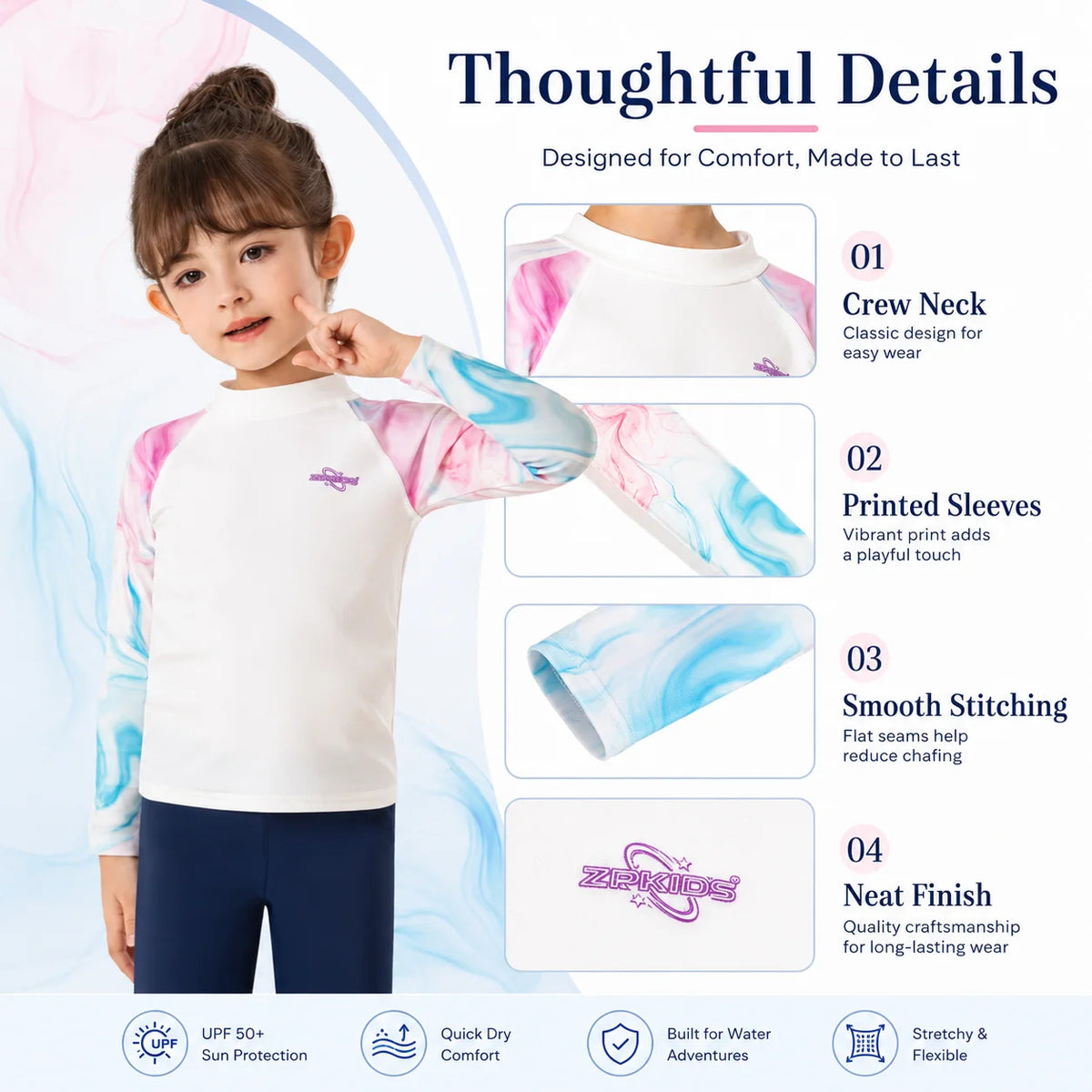 Girls Long Sleeve Rash Guard Set – Starfish Fantasy view 4