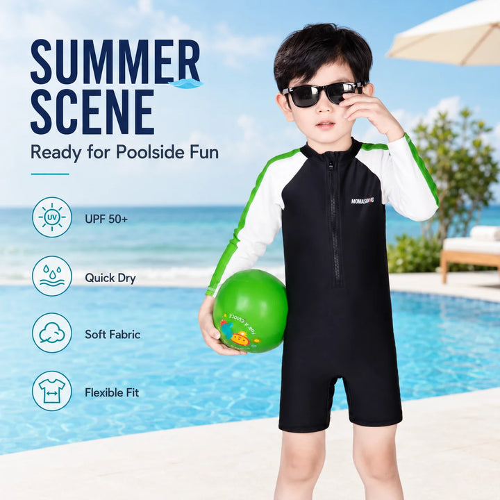 Boys Zip-Up Rash Guard Shorts Set – Coastline Explorer