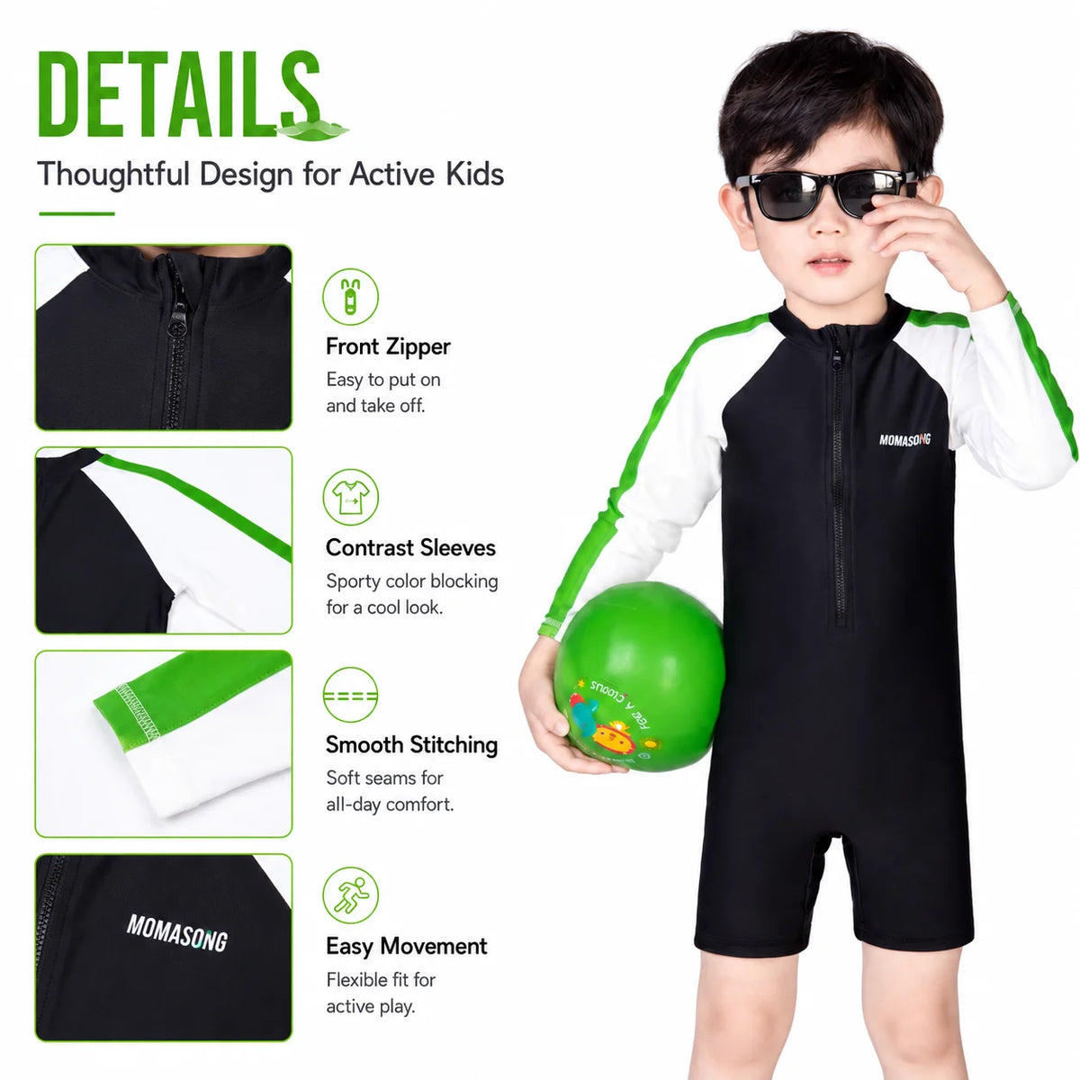 Boys Zip-Up Rash Guard Shorts Set – Coastline Explorer view 2