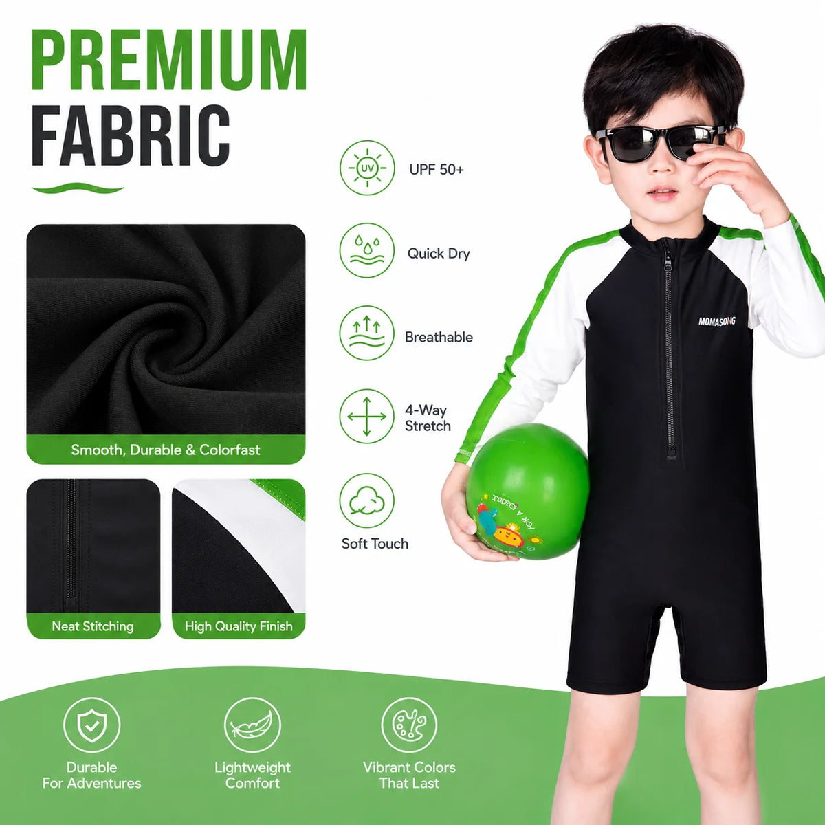 Boys Zip-Up Rash Guard Shorts Set – Coastline Explorer view 3