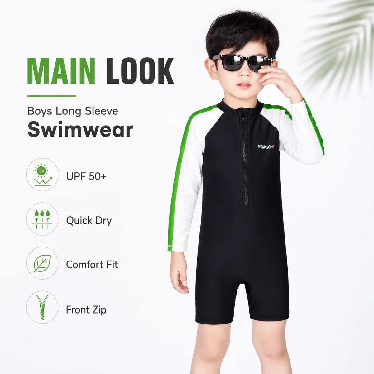 Boys Zip-Up Rash Guard Shorts Set – Coastline Explorer view 4