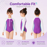 Girls Long Sleeve Rash Guard Set – Sunset Glow view 5