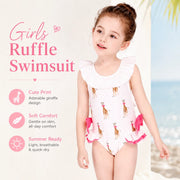 Girls One-Piece Rash Guard Swimsuit – Coral Reef view 2