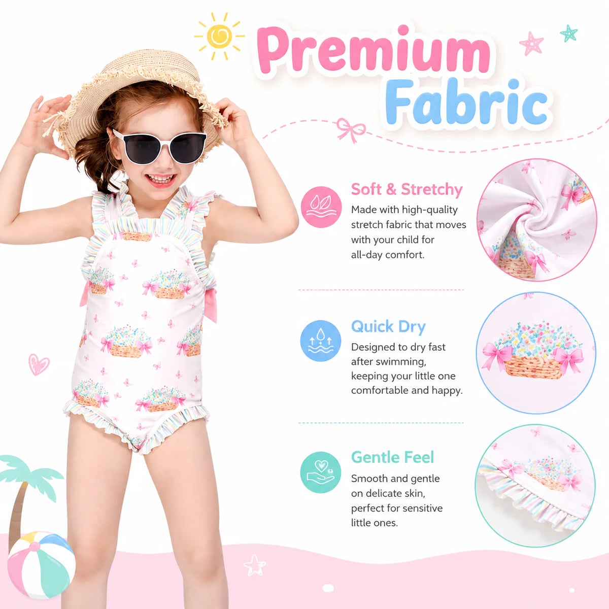 Girls Long Sleeve Rash Guard Set – Sunny Waves view 4