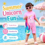 Girls One-Piece Rash Guard Swimsuit – Deep Sea Blue