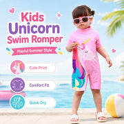 Girls One-Piece Rash Guard Swimsuit – Deep Sea Blue view 2