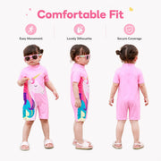Girls One-Piece Rash Guard Swimsuit – Deep Sea Blue view 5