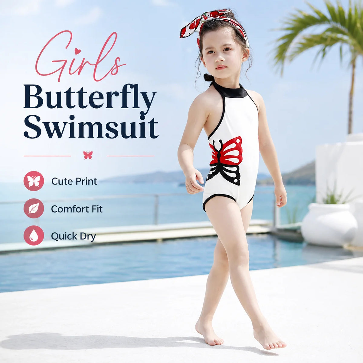 Girls Premium One-Piece Swimsuit – Sweet Ruffles view 2