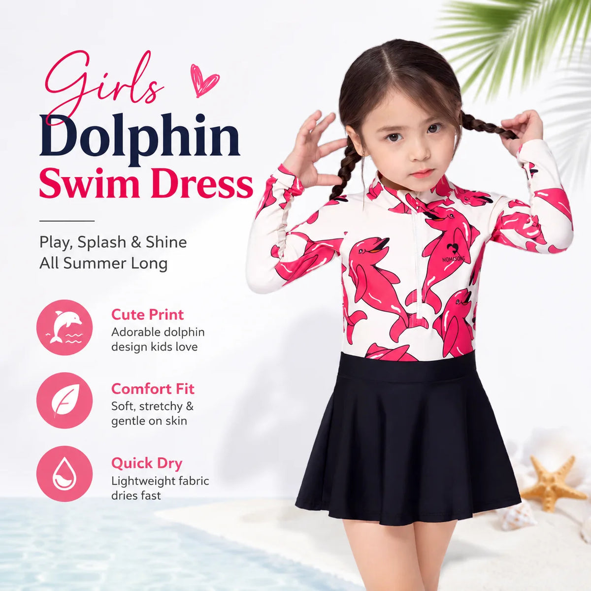 Girls One-Piece Rash Guard Swimsuit – Safari Adventure view 5