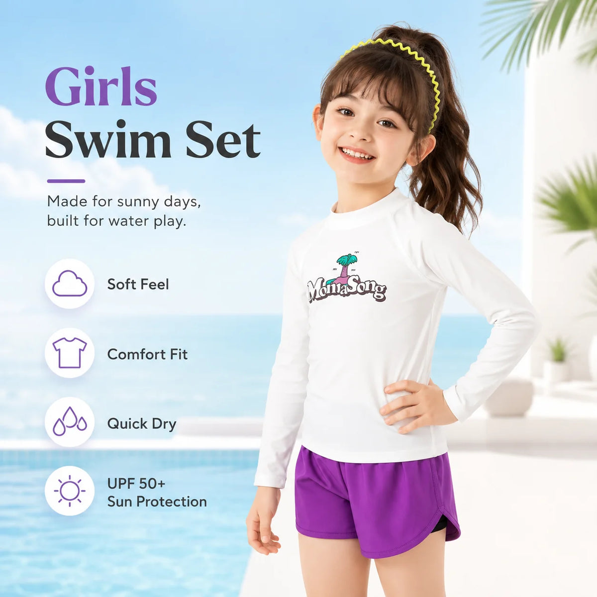 Girls Premium One-Piece Swimsuit – Starfish Fantasy view 2