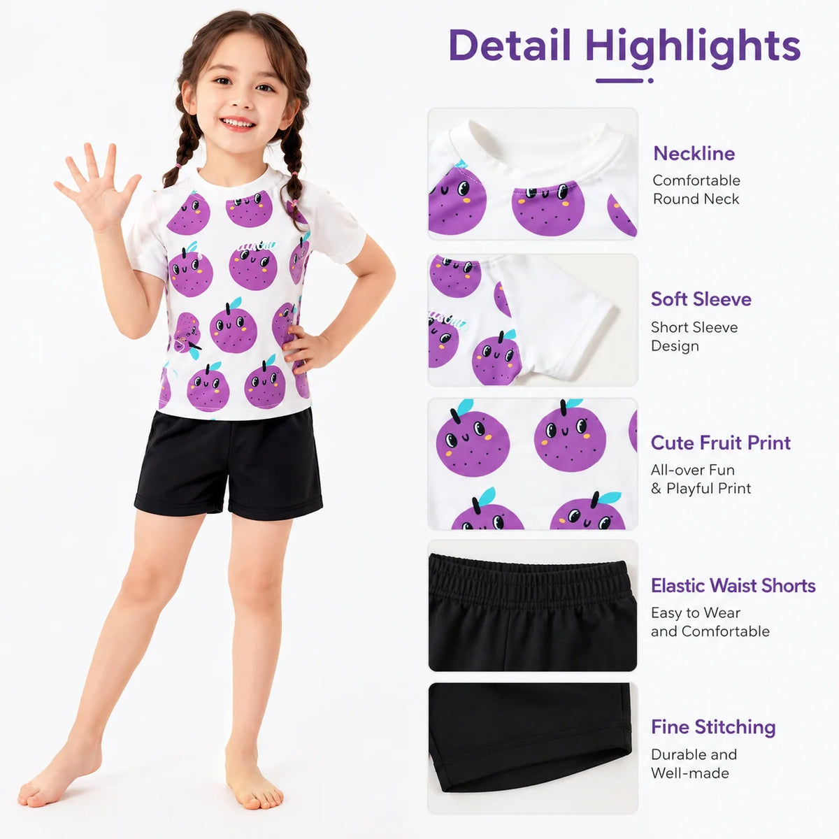 Girls Long Sleeve Rash Guard Set – Wave Rider view 3