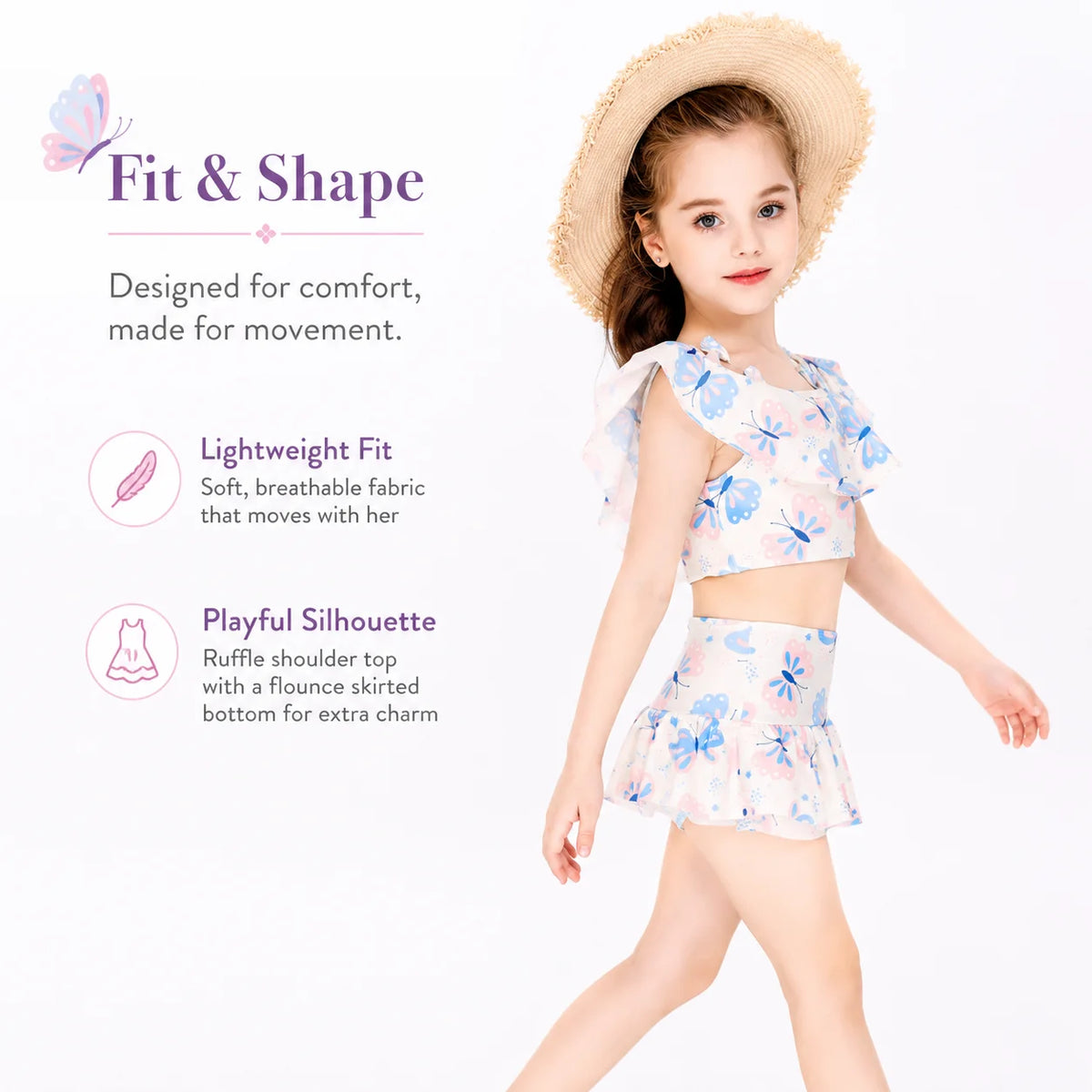 Kids Wide Brim UV Sun Hat – Sea Shell view 5