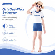 Girls One-Piece Rash Guard Swimsuit – Sunset Glow view 2